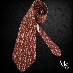 Salvatore Ferragamo Red Animal Print Silk Tie Made In Italy W:3.6" EX COND
